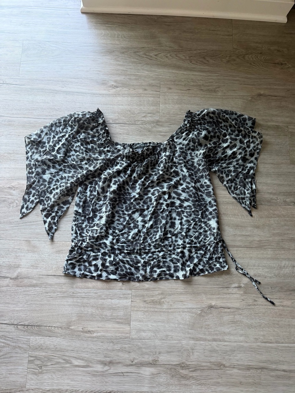 Women's Y2K Rampage Off-the-Shoulder Leopard Print Blouse - Size Small (XL fit)